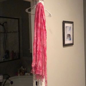 Sheer pink, white, silver scarf